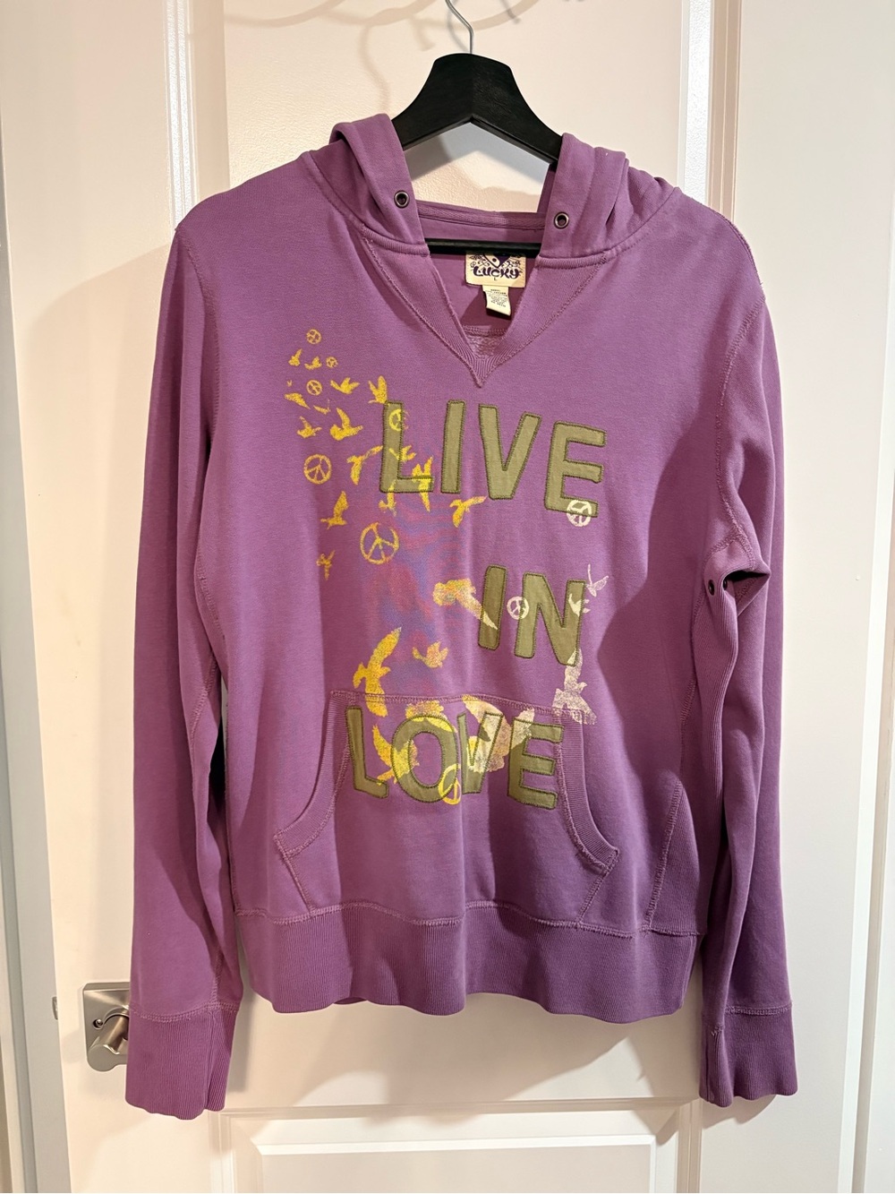 Lucky Brand Purple V-Neck Hoodie Sweater